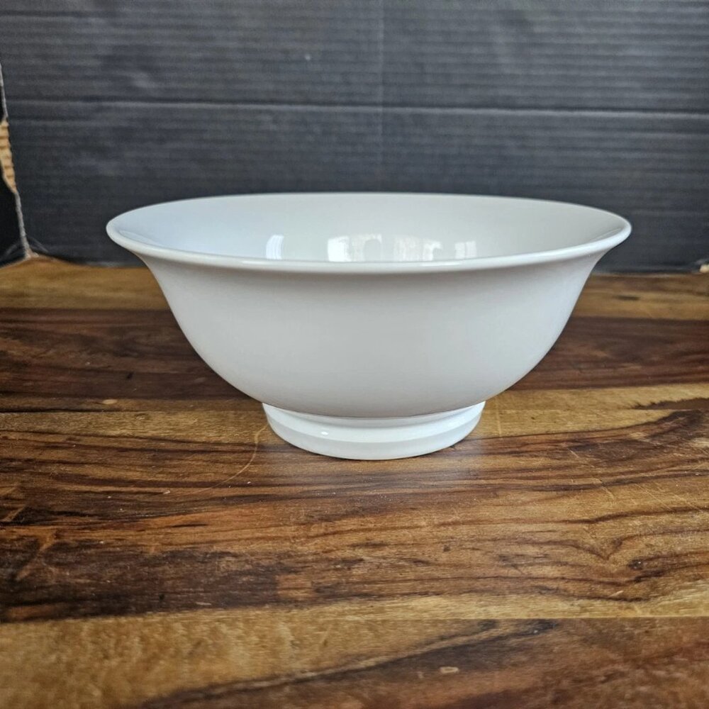 Over and Back White Porcelain 10" Round Footed Pasta Salad Fruit Serving Bowl